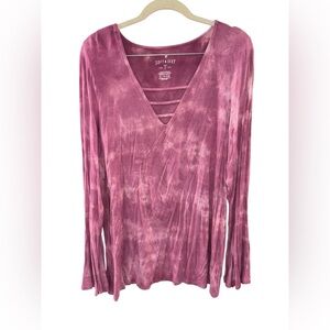 American Eagle Outfitters Purple Tie-Dye Long Sleeve Top